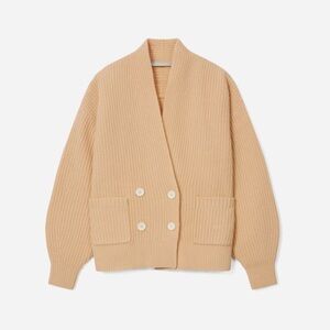 NWT Everlane Felted Merino Double Breasted Cardigan in Sesame